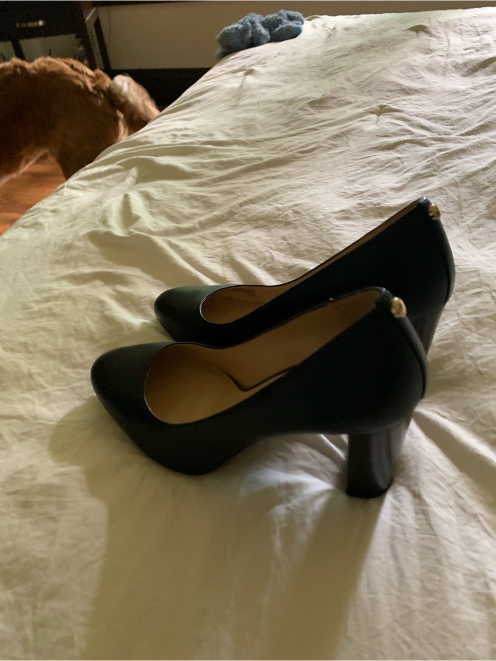 Michael Kors Black Round-Toe Mid Block Heel Pumps